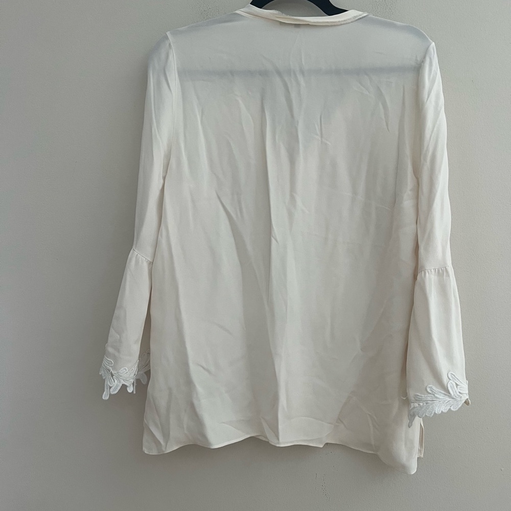 Kobi Halperin Cream 100 % silk Embroidered Blouse - Picture 8 of 11